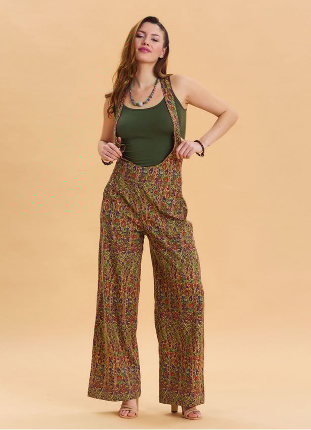 Womens Ethnic Jumpsuit with Zipper Detail and Pockets 4672